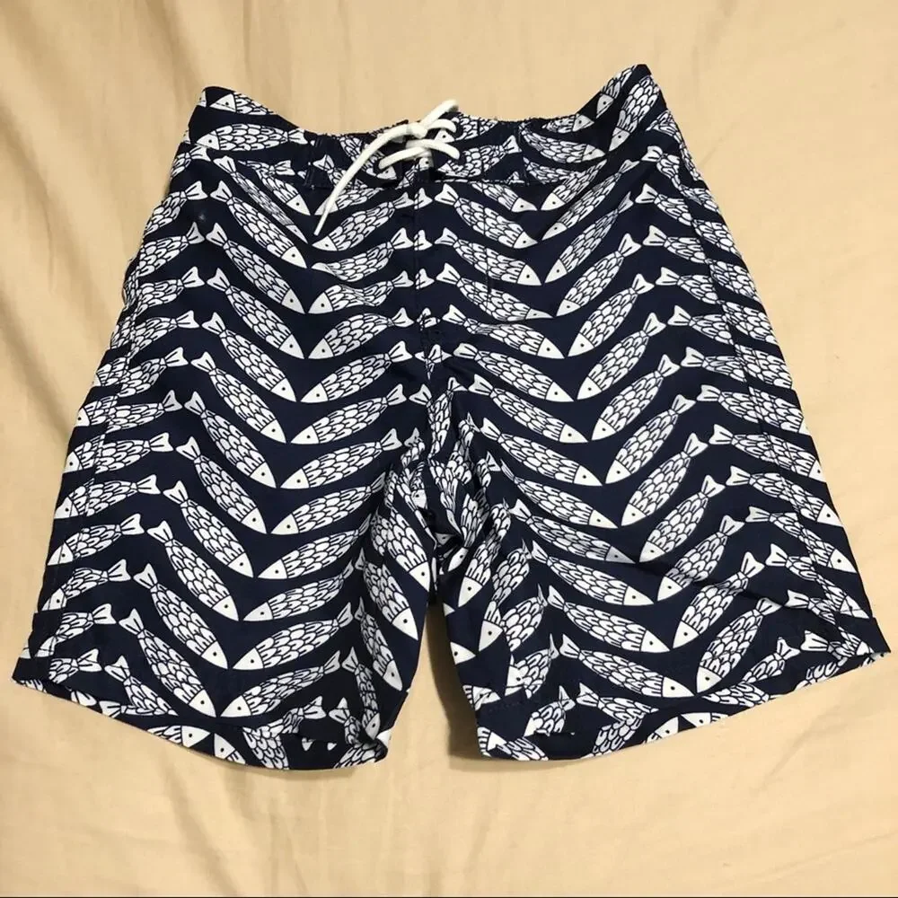 NWT 3T Janie and Jack Navy Fish Print Board Shorts